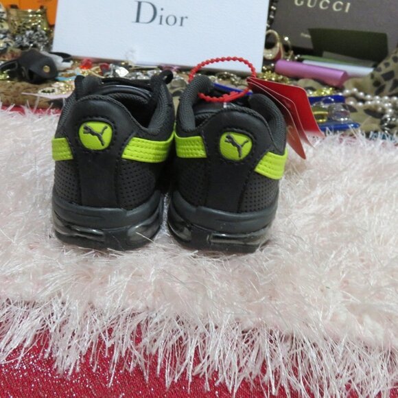 Puma Cell Turin Perf Kids Black Yellow Dark Shadow sneakers tennis shoes sz 7 - Picture 4 of 8